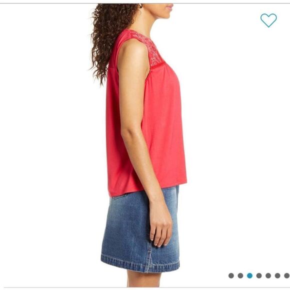 NWT Gibson Red or Blue Floral Yoke Tops - Picture 13 of 16